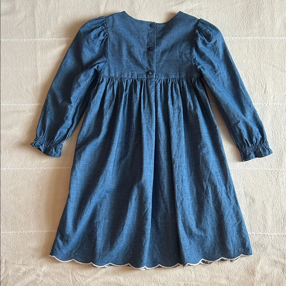 Bonnie Jean Blue Dress with Floral Embroidery